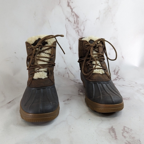 Sperry Boot Women 9M Saltwater Wedge Tide Weather Winter Waterproof Duck Fur - Picture 2 of 10